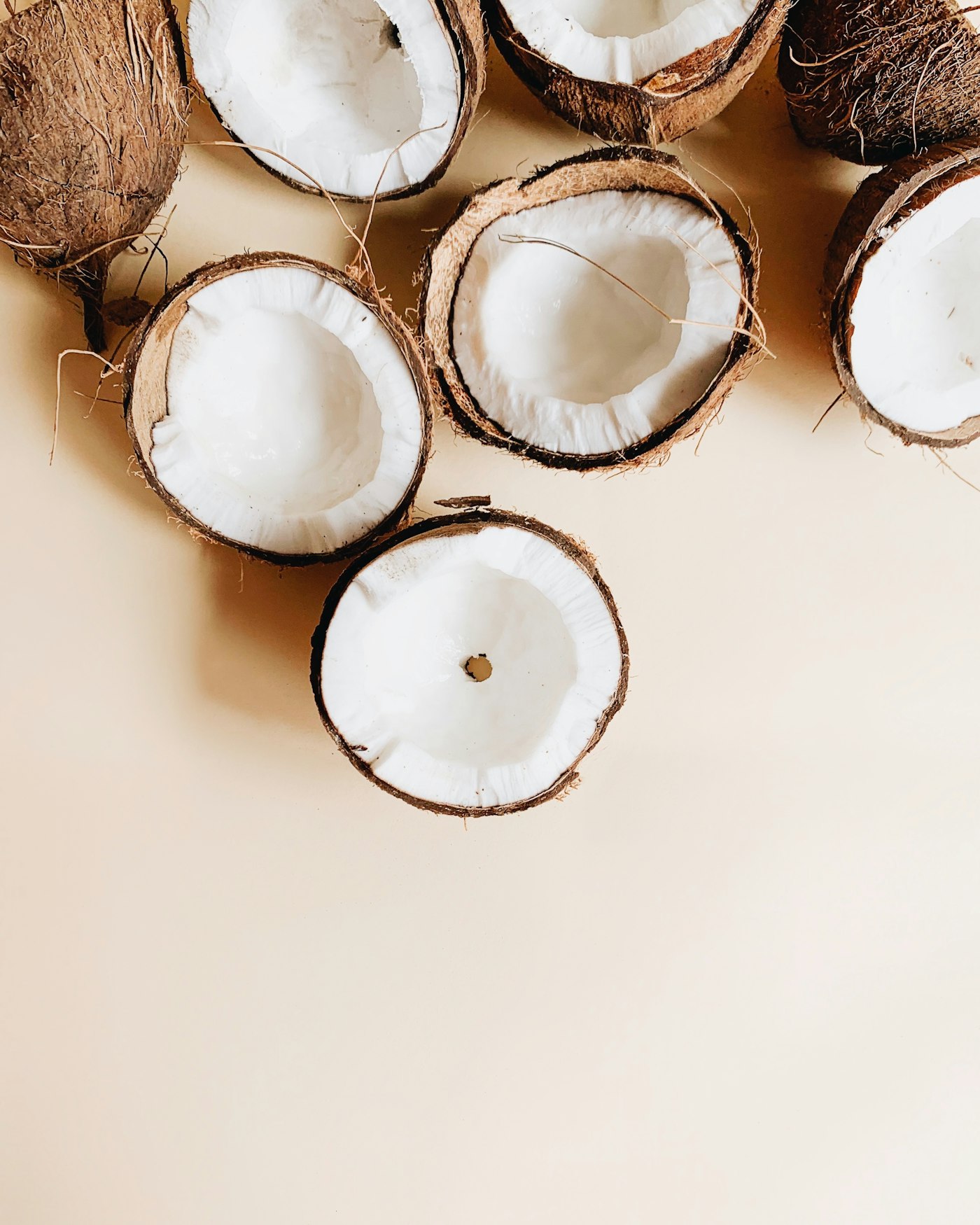 Halved coconuts